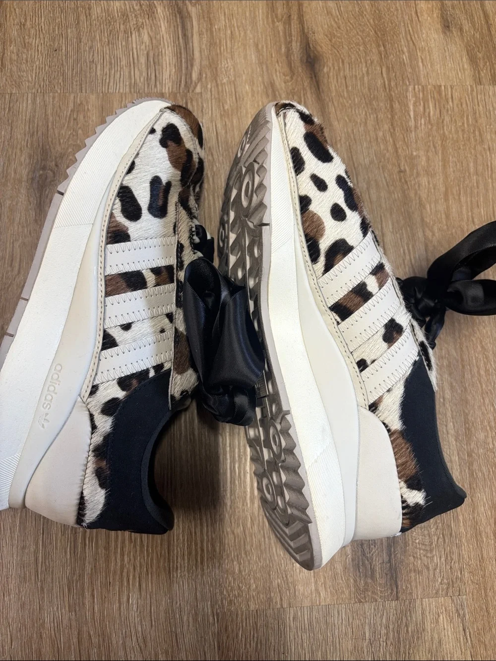 adidas Leopard Print Sneakers in Black, Brown & Cream